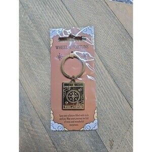 The Wheel of Fortune Tarot Keyring , Keychain, Tarot Card, Rider-Waite, Gold-Ton